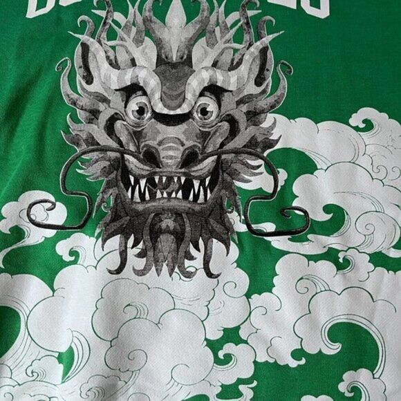 Men's Cotton Sweater Dragon Graphic Athletic Dept Good Vibes Green Large - Picture 5 of 8